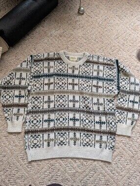 Vintage 90s St Johns Bay Aztec Geometric Earth Tones Southwestern Grunge Vtg